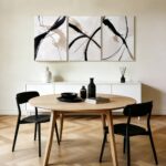 RZIGERNO 3 Pcs Abstract Line Wall Art Modern Minimalist Framed Canvas Prints 12×16 Inch Neutral Black and Beige Wall Decor Posters for Living Room Bedroom Office