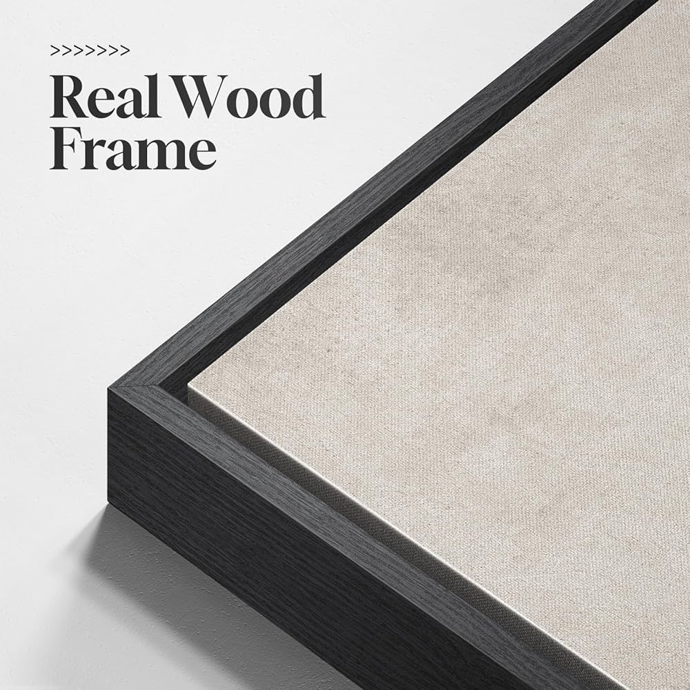 Large Framed Neutral Abstract Wall Art for Living Room, Set of 2 Black and Beige Modern Canvas Prints Paintings Artwork for Walls, Minimalist Block Lines Pictures for Hallway Office Wall Decor 24×36 In