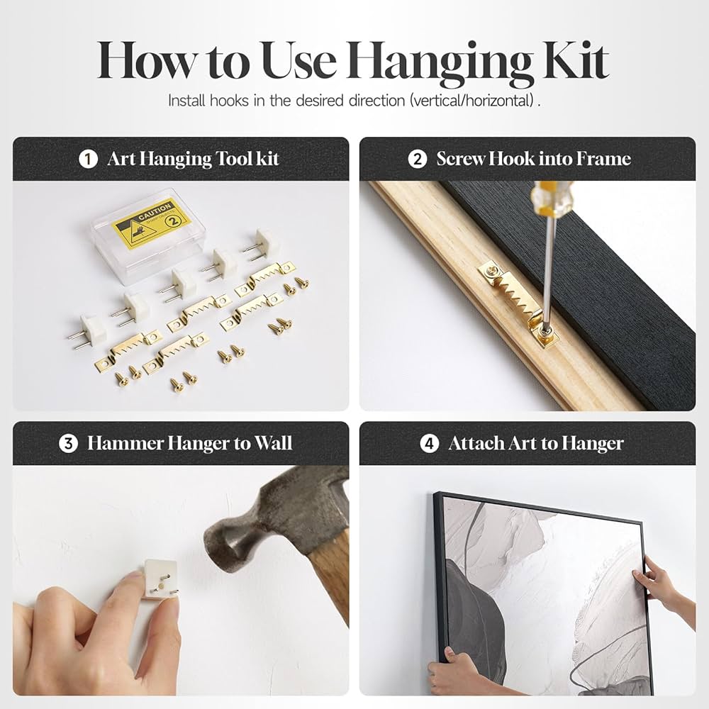 Large Framed Neutral Abstract Wall Art for Living Room, Set of 2 Black and Beige Modern Canvas Prints Paintings Artwork for Walls, Minimalist Block Lines Pictures for Hallway Office Wall Decor 24×36 In