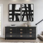 Large Framed Black and White Abstract Wall Art for Living Room, 2 Piece Modern Canvas Prints Wall Paintings Artwork for Walls, Minimalist Black Lines Pictures for Hallway Office Wall Decor 24×36 In