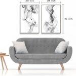 Framed Abstract Canvas Wall Art: Large Black and White Ink Painting Minimalist Artistic Watercolor Artwork for Living Room