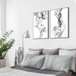 Framed Abstract Canvas Wall Art: Large Black and White Ink Painting Minimalist Artistic Watercolor Artwork for Living Room