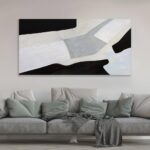 Abstract Art Wall Decor Modern Minimalist Art Wall Decor Black White and Grey Irregular Shape Home Decor Canvas Art Abstract Wall Art Framed Artwork for Living Room Bedroom Office 20″x40″