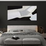 Abstract Art Wall Decor Modern Minimalist Art Wall Decor Black White and Grey Irregular Shape Home Decor Canvas Art Abstract Wall Art Framed Artwork for Living Room Bedroom Office 20″x40″