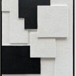 NANKAI Art Hand-Painted Black and White Abstract Oil Painting Modern Minimalist Art Office Corridor Bedroom Living Room Wall Decoration Painting 36×24 inches (with Solid Wood Exterior Frame)