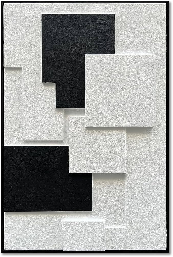 NANKAI Art Hand-Painted Black and White Abstract Oil Painting Modern Minimalist Art Office Corridor Bedroom Living Room Wall Decoration Painting 36×24 inches (with Solid Wood Exterior Frame)