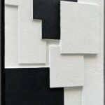 NANKAI Art Hand-Painted Black and White Abstract Oil Painting Modern Minimalist Art Office Corridor Bedroom Living Room Wall Decoration Painting 36×24 inches (with Solid Wood Exterior Frame)