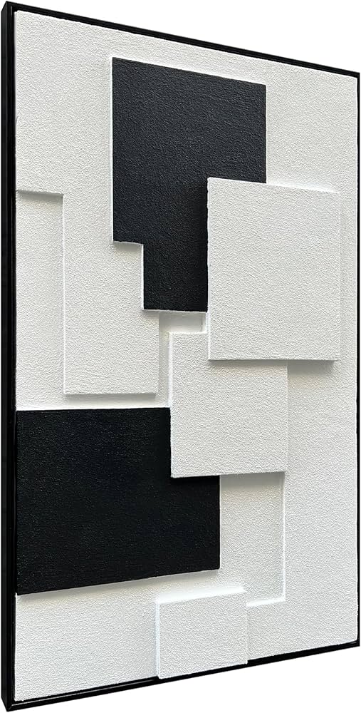NANKAI Art Hand-Painted Black and White Abstract Oil Painting Modern Minimalist Art Office Corridor Bedroom Living Room Wall Decoration Painting 36×24 inches (with Solid Wood Exterior Frame)