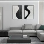 NANKAI Art Hand-Painted Black and White Texture Minimalist Oil Painting 36×24 inch Modern Abstract Art Home Office Wall Decorative Art Oil Painting (with Solid Wood Exterior Frame)