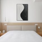 NANKAI Art Hand-Painted Black and White Texture Minimalist Oil Painting 36×24 inch Modern Abstract Art Home Office Wall Decorative Art Oil Painting (with Solid Wood Exterior Frame)