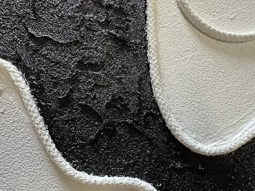 zoinart Black and White Textured Wall Art, Abstract Painting on Canvas, 24×36 Inch, Contemporary Minimalist Artwork Wall, Modern Framed Wall Decor