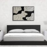 zoinart Black and White Textured Wall Art, Abstract Painting on Canvas, 24×36 Inch, Contemporary Minimalist Artwork Wall, Modern Framed Wall Decor