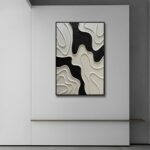 zoinart Black and White Textured Wall Art, Abstract Painting on Canvas, 24×36 Inch, Contemporary Minimalist Artwork Wall, Modern Framed Wall Decor