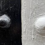 NANKAI Art Hand-Painted Black and White Abstract Art Oil Painting 36×24 inch Contemporary Minimalist Art Home Wall Decoration Painting