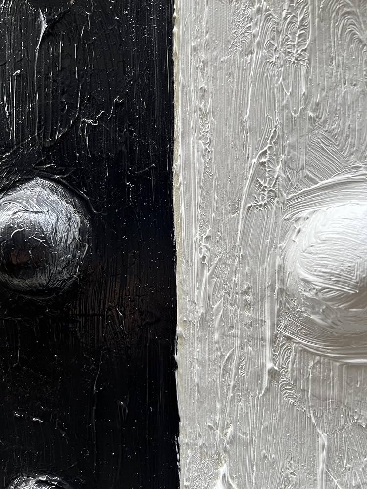 NANKAI Art Hand-Painted Black and White Abstract Art Oil Painting 36×24 inch Contemporary Minimalist Art Home Wall Decoration Painting