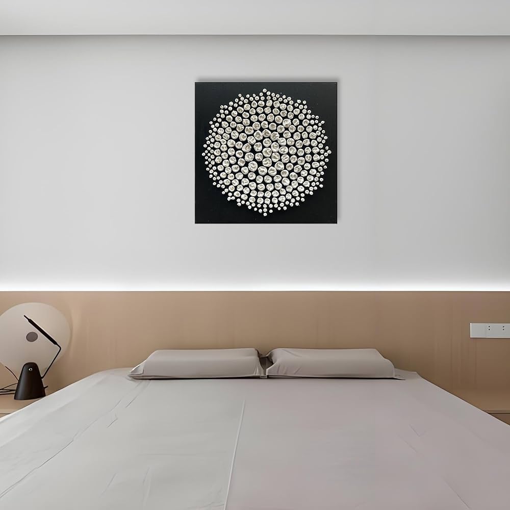 Art Abstract Oil Painting Modern Art Oil on Canvas Wall Art Deco 24×24 inches, Black and White