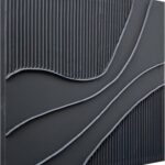 NANKAI Art Hand-Painted Black Texture Minimalist Oil Painting 24×24 inch Abstract Home Wall Art Deco Painting