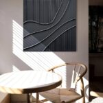 NANKAI Art Hand-Painted Black Texture Minimalist Oil Painting 24×24 inch Abstract Home Wall Art Deco Painting