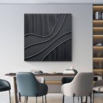 NANKAI Art Hand-Painted Black Texture Minimalist Oil Painting 24×24 inch Abstract Home Wall Art Deco Painting