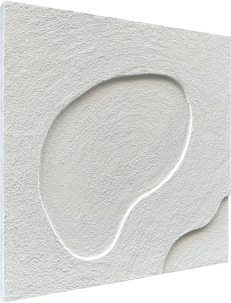 NANKAI Art Hand-Painted White Canvas Wall Art Abstract Thick Texture Oil Painting Modern Minimalist Art Home Wall Decoration Painting 24×24 inches