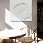 NANKAI Art Hand-Painted White Canvas Wall Art Abstract Thick Texture Oil Painting Modern Minimalist Art Home Wall Decoration Painting 24×24 inches