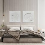 NANKAI Art Hand-Painted White Canvas Wall Art Abstract Thick Texture Oil Painting Modern Minimalist Art Home Wall Decoration Painting 24×24 inches