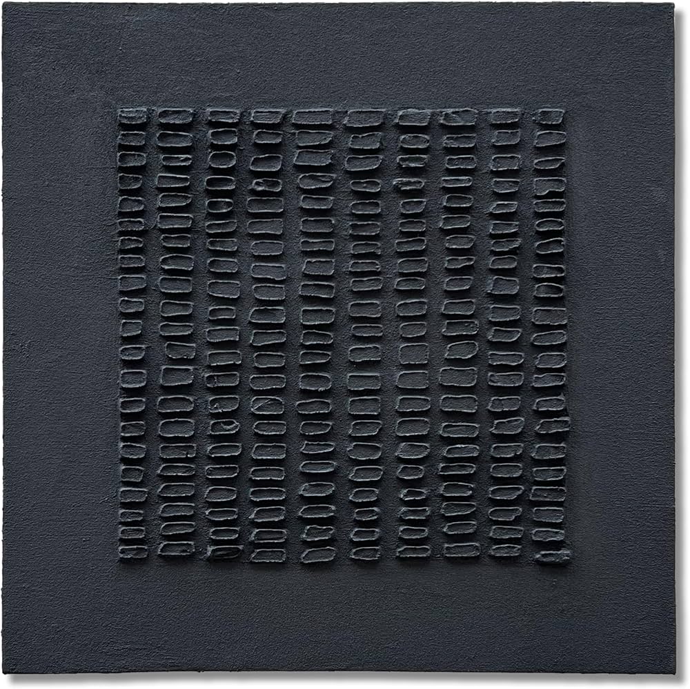 NANKAI Art Hand-Painted Black Thick Texture Abstract Art Contemporary Minimalist Canvas Oil Painting Home and Office Wall Decoration Art, 24×24 inches