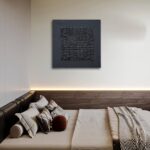 NANKAI Art Hand-Painted Black Thick Texture Abstract Art Contemporary Minimalist Canvas Oil Painting Home and Office Wall Decoration Art, 24×24 inches