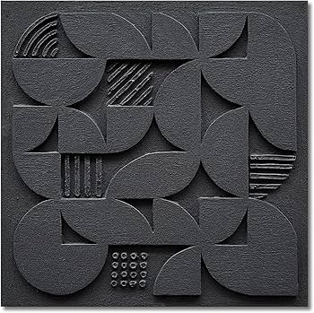 NANKAI Art Hand-Painted Black Three-Dimensional Texture Abstract Art Contemporary Minimalist Style Canvas Oil Painting. Wall Decoration for Home Office Corridor Size 24×24 inches