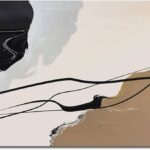 Abstract Wall Art Canvas Decor Large Abstract Art Paintings for Living Room Brown and Grey Fantasy Graffiti Pictures for Home Bedroom Kitchen Decorations (32x48inches)