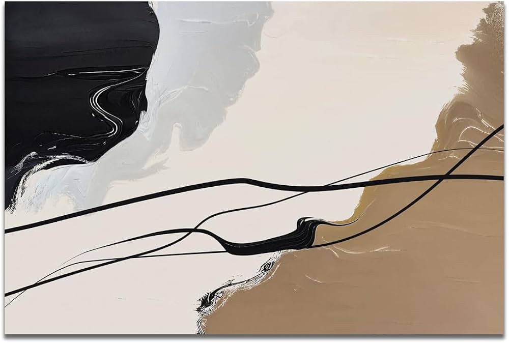 Abstract Wall Art Canvas Decor Large Abstract Art Paintings for Living Room Brown and Grey Fantasy Graffiti Pictures for Home Bedroom Kitchen Decorations (32x48inches)