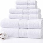 SKY BEDDINGS Premium 6-Piece Towel Set – 600 GSM 100% Cotton, Soft & Highly Absorbent Towels for Bathroom, Hotel & Spa – Includes 2 Bath Towels, 2 Hand Towels, and 2 Washcloths – Dark Grey