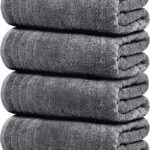 Tens Towels Pack of 4 Extra Large Bath Towels 30 x 60 Inches, 100% Cotton, Larger & Lighter Weight, Quicker to Dry, Super Soft and Absorbent, Perfect for Bathroom, Dark Grey